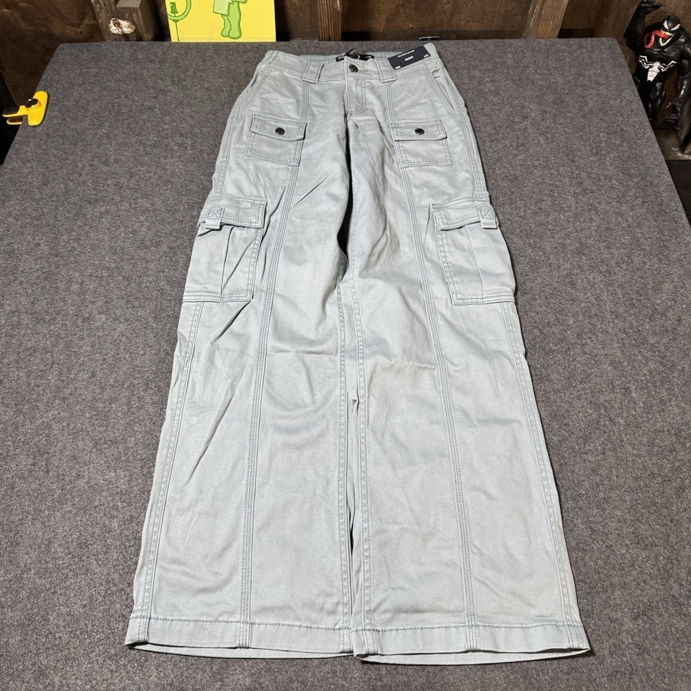 Hollister NWT Low Rise Baggy Cargo Pants Army Blue 23R Y2K Streetwear Utility